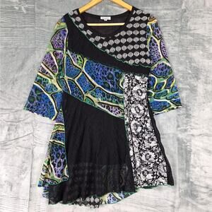 Womens Top Medium Boho Patchwork Folk‎ Fairy Grunge Lace Hippie Artsy Statement